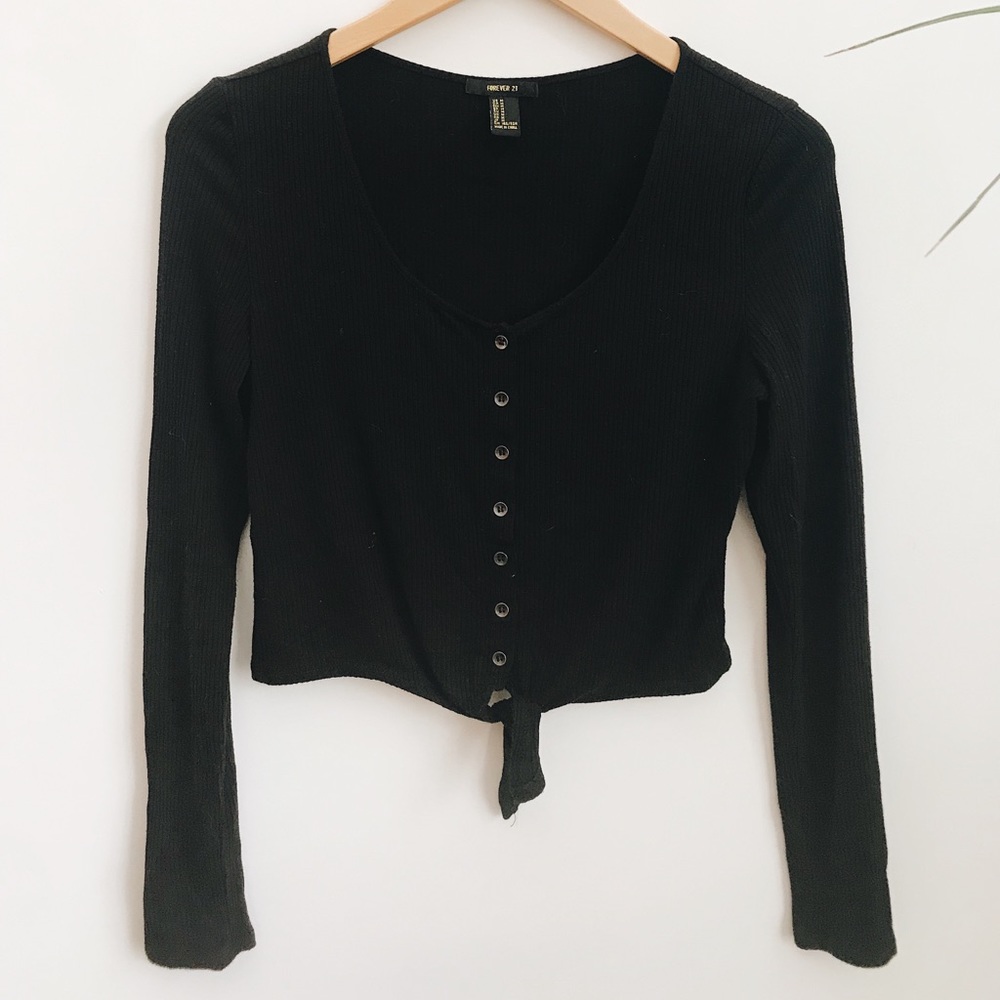 Cropped Button Down Top - Picture 2 of 2